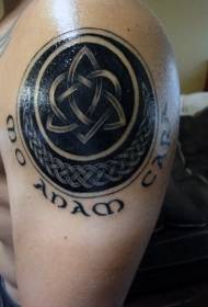 Shoulder black celtic knot with character tattoo pattern