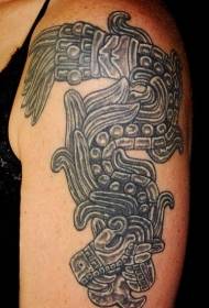 Big arm Aztec nthenga njoka chifanizo cha tattoo
