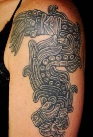 Modello di tatuaggio statua braccio serpente azteco piuma grande braccio