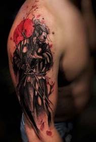Озброєння ефектним чорно-білим малюнком татуювання квітка воїна