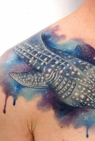 Rameno akvarel styl krásný žralok tetování vzor