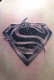 Black and white style superman logo tattoo pattern