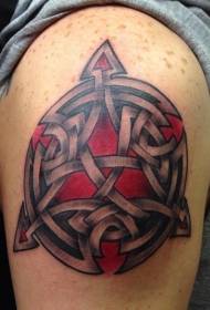 Modello tatuaggio rosso braccio grande nodo celtico
