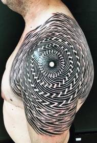 Enorme patrón de tatuaje de hombro decorativo hipnótico en blanco y negro