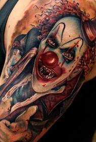 Horror de braço colorido padrão de tatuagem de monstro sangrento de palhaço