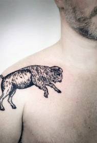 Modello di tatuaggio mucca stile nero intaglio spalla