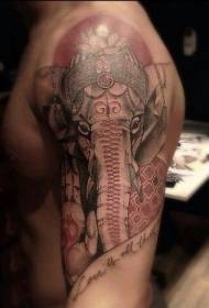 Barva slon velikega roka čudovitega dekorativnega sloga s simbolom tatoo