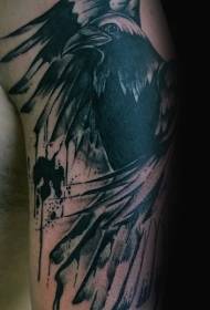 Model negru de tatuaj de umăr de corb