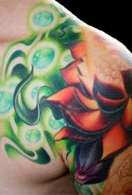 Lub xub pwg xim fantasy fantasy glowing lotus tattoo txawv