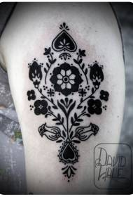 Modello di tatuaggio di grande braccio vecchio fiore nero fiore vite
