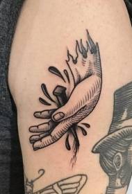 Brazo línea negra mano con patrón de tatuaje de uñas