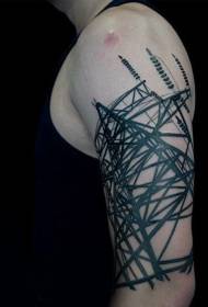 Lielas rokas melns vienkāršs elektrolīnijas torņa tetovējums