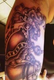 Modello di tatuaggio sciamano azteco a braccio lungo