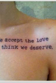 Modello tatuaggio romantico semplice nero inglese alfabeto spalla