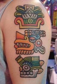 Simbol Aztec yang indah dicat corak tatu lengan