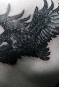Чудовий малюнок татуювання чорного орла на спині