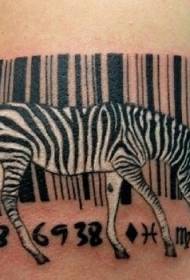 Zebra mòr dubh is geal le pàtran tatù barcode