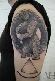 Motif de tatouage grosse ligne noire gros ours et triangle