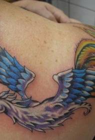 Värikäs lintu lapa tatuointi malli