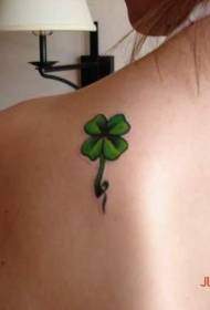 Patrón de tatuaxe de trevo de catro follas verdes