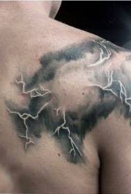 Ang Kulay ng Lalaki sa Kulay ng Dagat na Lightning Cloud Tattoo