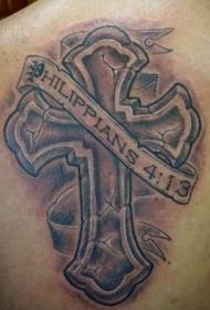 Náboženské kříž anglická abeceda vlajky tetování vzor