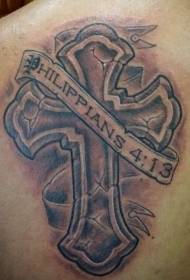 Religious cross english alphabet flag tattoo pattern