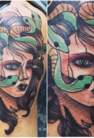 Голяма ръка ретро зъл модел на татуировка Medusa