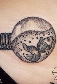 Small fish tattoo pattern in light bulb