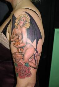 Very attractive nude woman tattoo pattern with arms