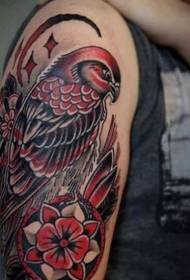 Armkleur blommen eagle en moanne tattoo patroan