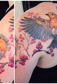 Modello di tatuaggio uccello dipinto a spalla