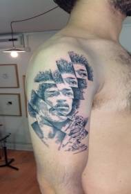 Laulaja Jimmy Hendrix muotokuva väri tatuointi malli