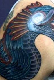 Hombro estilo de ilustración moderna patrón de tatuaje de dragón de fantasía malvada de color