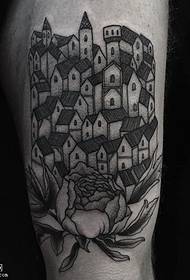 Schulter stach Dorf Tattoo-Muster