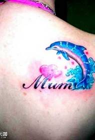 Shoulder blue fish tattoo pattern