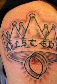 Coroa de coroa de ombreiro e patrón de tatuaxe de letra