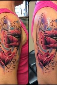 poppies ແຂນແລະສາຍ painted ຮູບແບບ tattoo