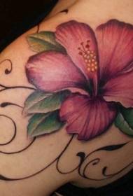 Shoulder realîst pattern magnolia tattoo