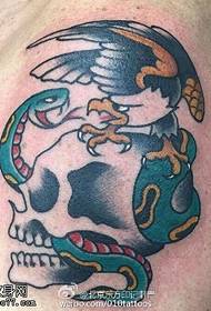 Olkapää käärme varren kallo tatuointi malli