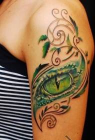 Model de tatuaj cu ochi reptili de braț verde