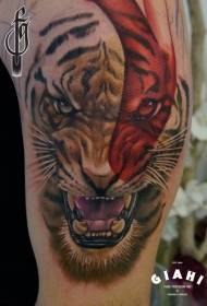 Yakakura ruoko zvakaipa tiger yemusoro tattoo tattoo