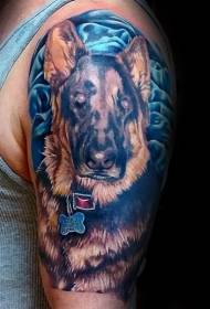 Grote arm kleur hond portret tattoo patroon