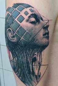 Granda brako spooky kolora mistera virina vizaĝo kun ornama tatuaje mastro