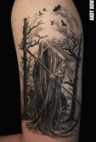 Death with a shroud tattoo pattern