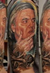 Color man portrait tattoo pattern