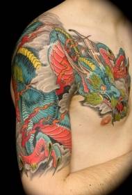 Јапански узорак тетоваже змаја велике боје половине