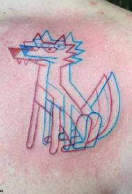 Váll piros kék kutya tetoválás minta