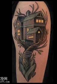 肩膀的房子纹身图案