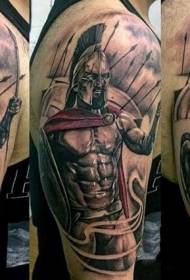 Big arm cool design colored Spartan warrior tattoo pattern